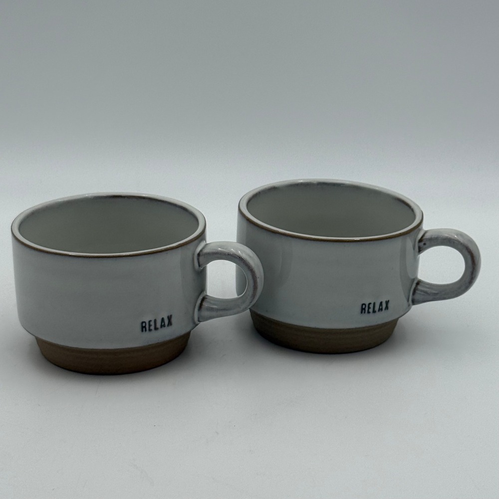 Hearth & Hand Magnolia Relax Stoneware Mug Set of 2 Gray Cream Stackable Coffee
